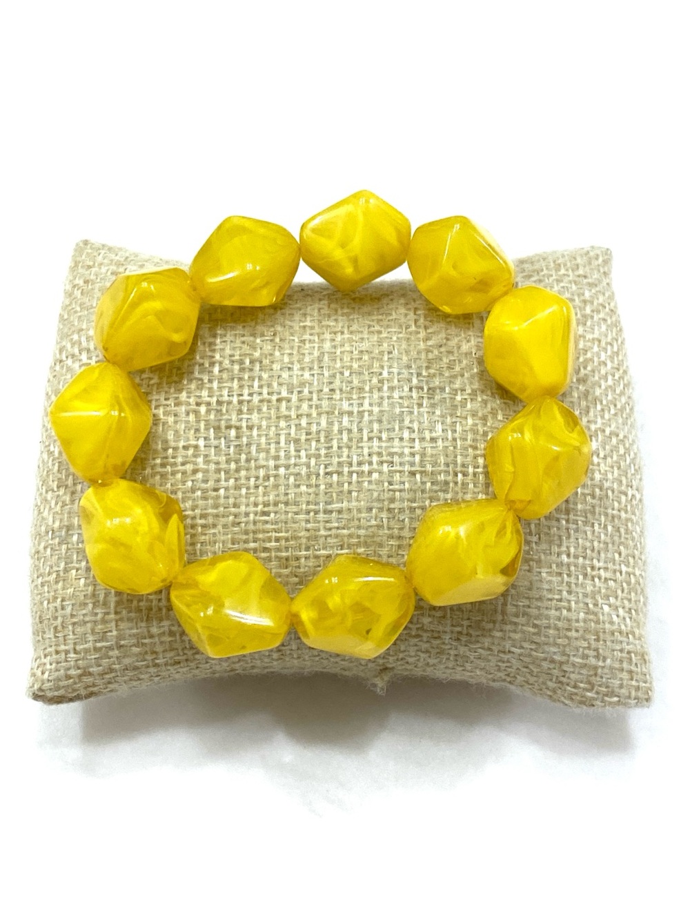 Bright Yellow Faceted Bead Stretch Bracelet